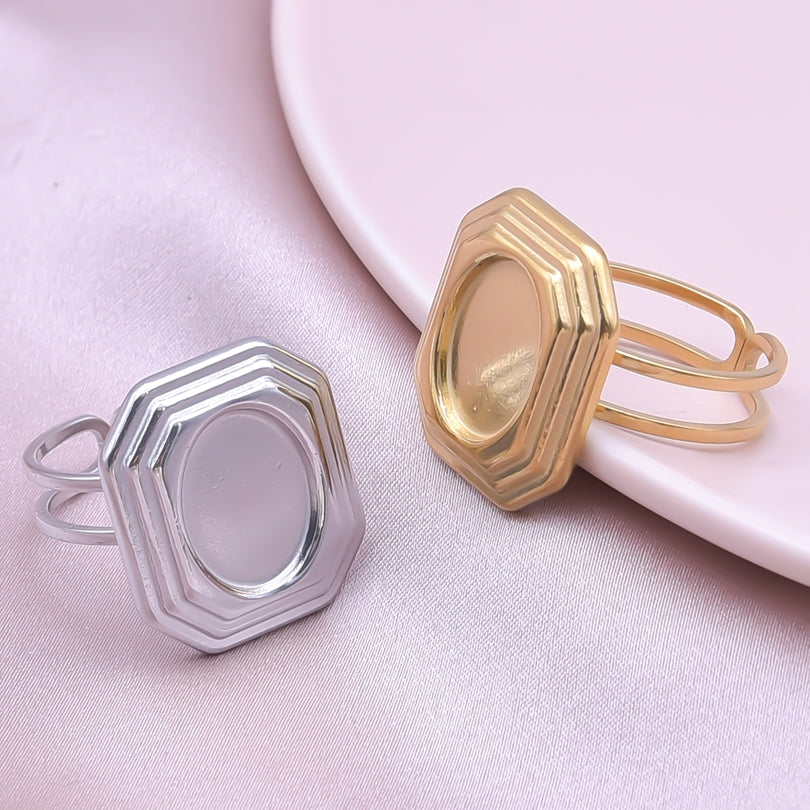 Wholesale Jewelry Simple Style Geometric 304 Stainless Steel 18K Gold Plated Irregular Open Rings