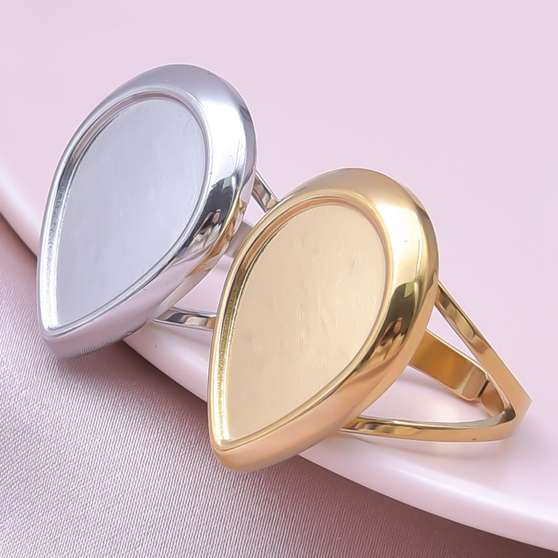 Wholesale Jewelry Simple Style Geometric 304 Stainless Steel 18K Gold Plated Irregular Open Rings