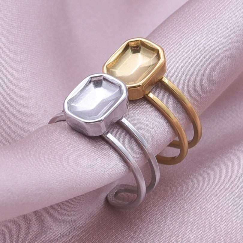 Wholesale Jewelry Simple Style Geometric 304 Stainless Steel 18K Gold Plated Irregular Open Rings