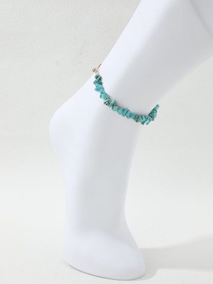 Classic Style Irregular Natural Stone Beaded Women's Anklet