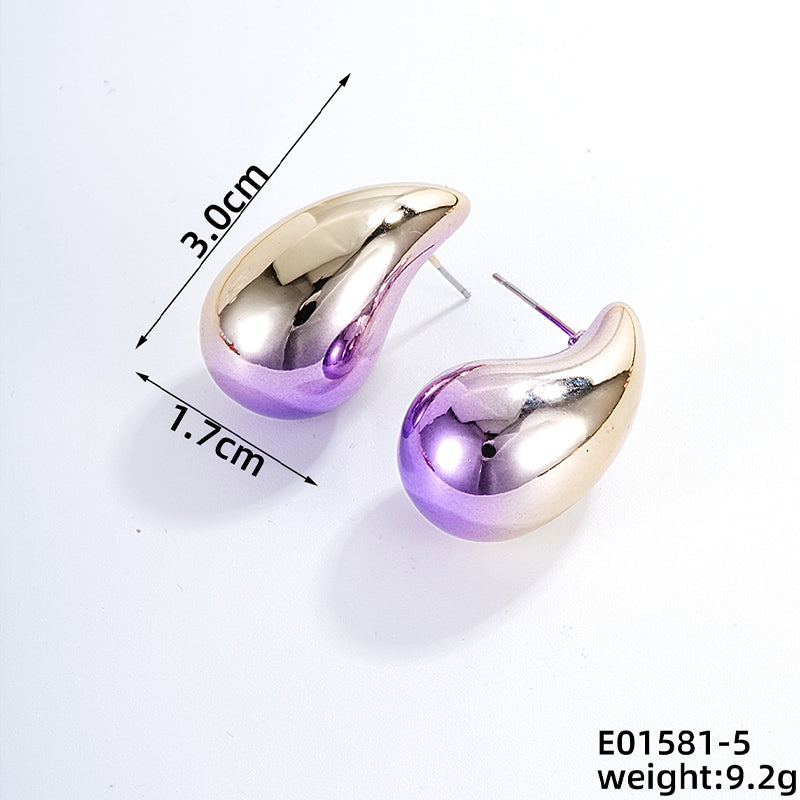 1 Pair Casual Simple Style Water Droplets CCB Ear Studs