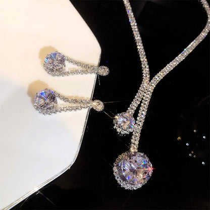 Elegant Luxurious Commute Water Droplets Alloy Copper Inlay Zircon Earrings Necklace