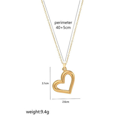 Simple Style Commute Heart Shape Stainless Steel Polishing Plating 18k Gold Plated Pendant Necklace