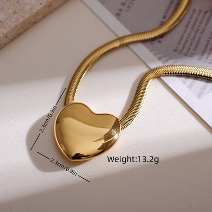 Elegant Simple Style Heart Shape Stainless Steel Plating 18k Gold Plated Earrings Necklace