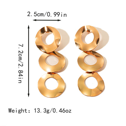 1 Pair Retro Simple Style Round Plating Stainless Steel Gold Plated Drop Earrings