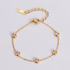 Elegant Simple Style Round Stainless Steel Plating Inlay Zircon 18k Gold Plated Bracelets