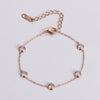 Elegant Simple Style Round Stainless Steel Plating Inlay Zircon 18k Gold Plated Bracelets