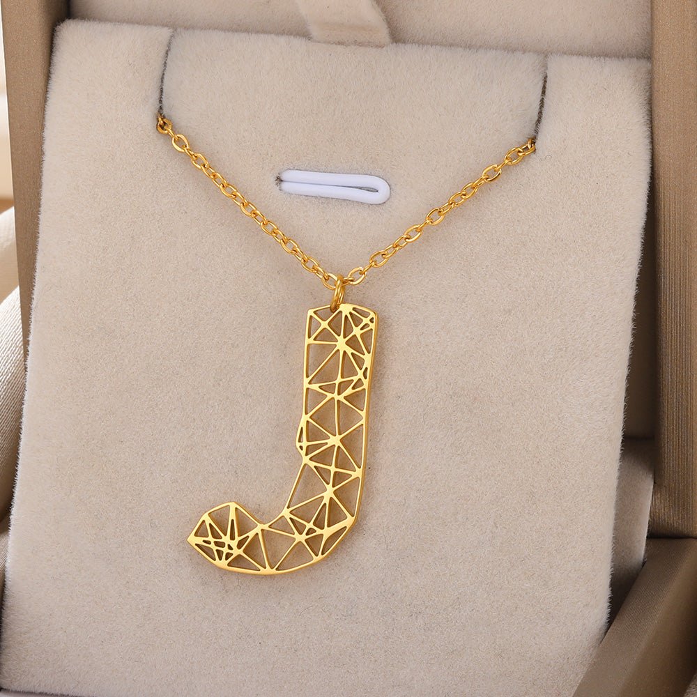 Exaggerated Artistic Letter Steel Hollow Out Pendant Necklace