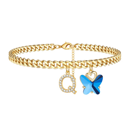 Vacation Letter Copper Plating Inlay Zircon 14k Gold Plated Women's Anklet