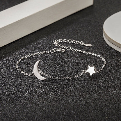 Simple Style Star Moon Sterling Silver Plating Bracelets