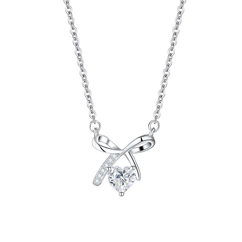 Elegant Simple Style Butterfly Bow Knot Sterling Silver Plating Inlay Zircon Silver Plated Necklace