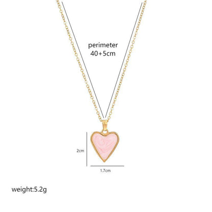 Luxurious Heart Shape Stainless Steel Enamel Plating 18k Gold Plated Pendant Necklace