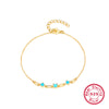 Sterling Silver 18K Gold Plated IG Style Paper Clip Round Inlay Turquoise Zircon Bracelets