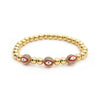 Ig Style Devil's Eye Copper Beaded Plating Inlay Zircon 18k Gold Plated Bracelets