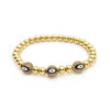 Ig Style Devil's Eye Copper Beaded Plating Inlay Zircon 18k Gold Plated Bracelets