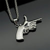 Funny Novelty Hand Pistol Stainless Steel Plating 18k Gold Plated Unisex Pendant Necklace