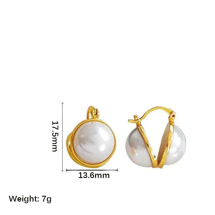 1 Pair Elegant Heart Shape Plating Inlay Copper Artificial Pearls 18k Gold Plated White Gold Plated Earrings