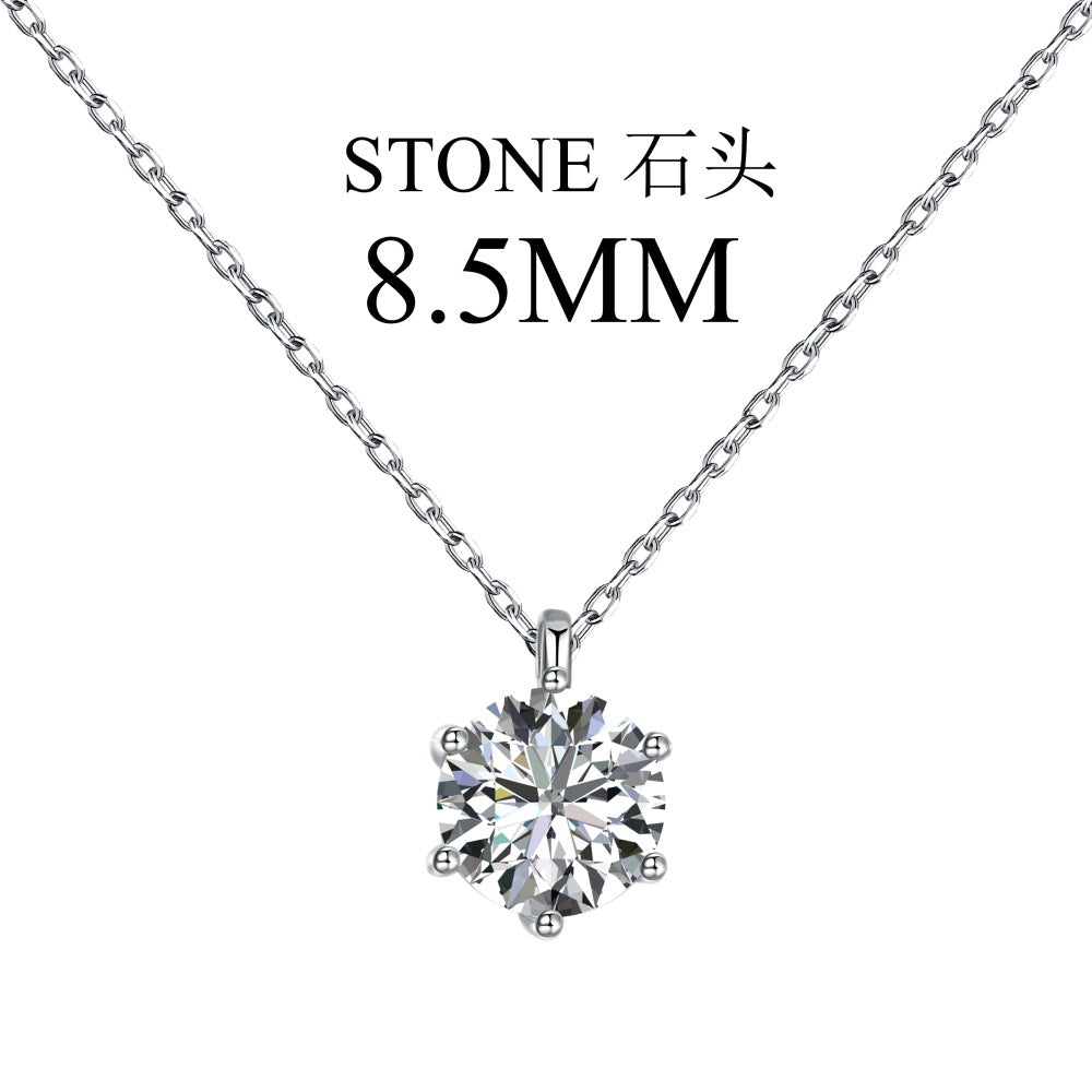 Elegant Solid Color Sterling Silver Plating Inlay Zircon Pendant Necklace