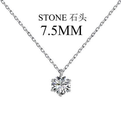 Elegant Solid Color Sterling Silver Plating Inlay Zircon Pendant Necklace