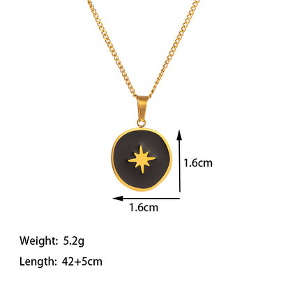 Vintage Style Simple Style Commute Star Titanium Steel Polishing Plating 18k Gold Plated Pendant Necklace