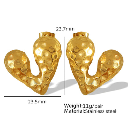 1 Pair Vintage Style Simple Style Water Droplets Heart Shape Plating Titanium Steel 18k Gold Plated Ear Studs