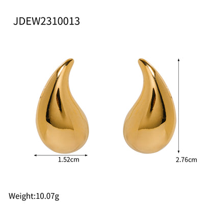 1 Pair Ig Style Water Droplets Plating Stainless Steel 18k Gold Plated Ear Studs