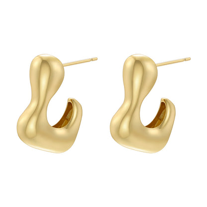 1 Pair Casual Vintage Style Simple Style C Shape Irregular Plating Copper 18k Gold Plated Ear Studs