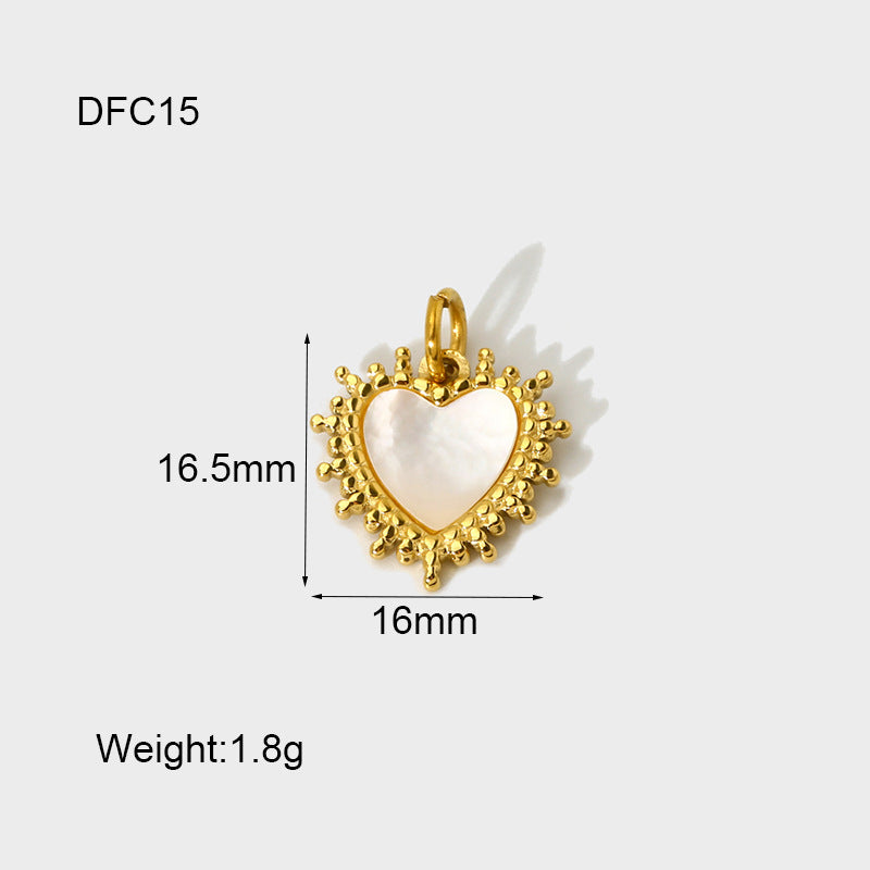 1 Piece Starfish Heart Shape Shell Titanium Steel Plating Inlay Pendant Jewelry Accessories