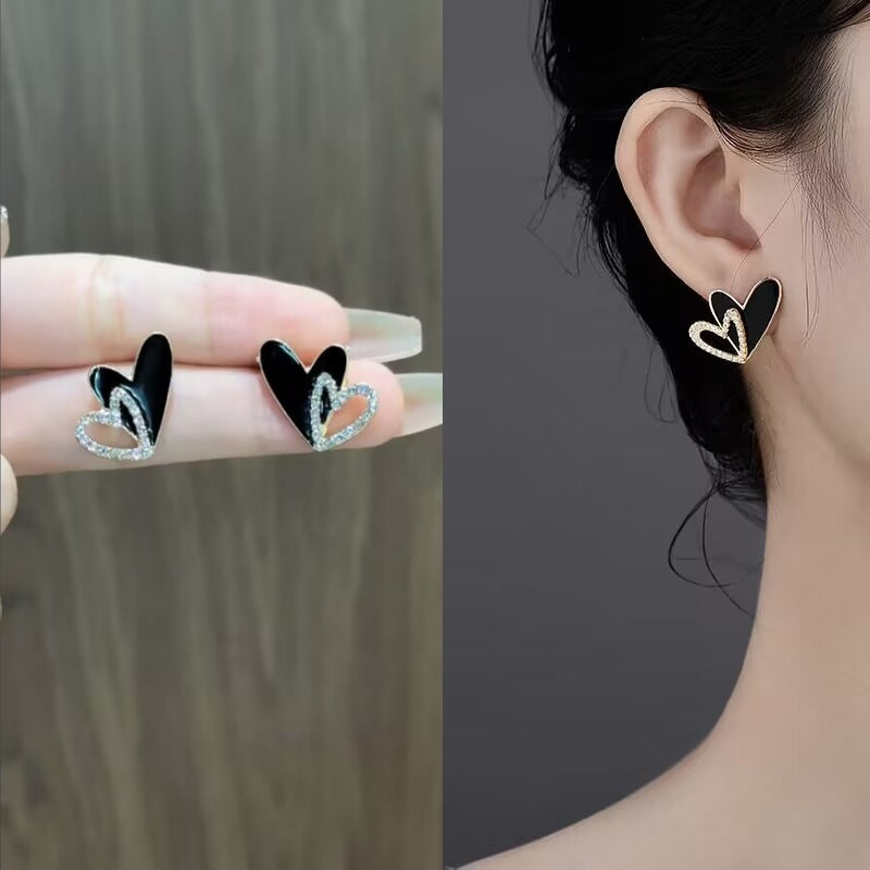 Simple Style Leaf Alloy Inlay Zircon Women's Earrings Ear Studs