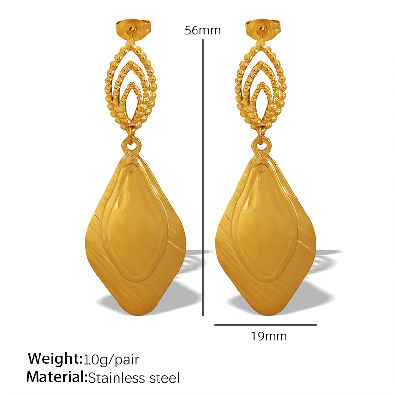 1 Pair Elegant Vintage Style Rhombus Plating Titanium Steel 18k Gold Plated Drop Earrings