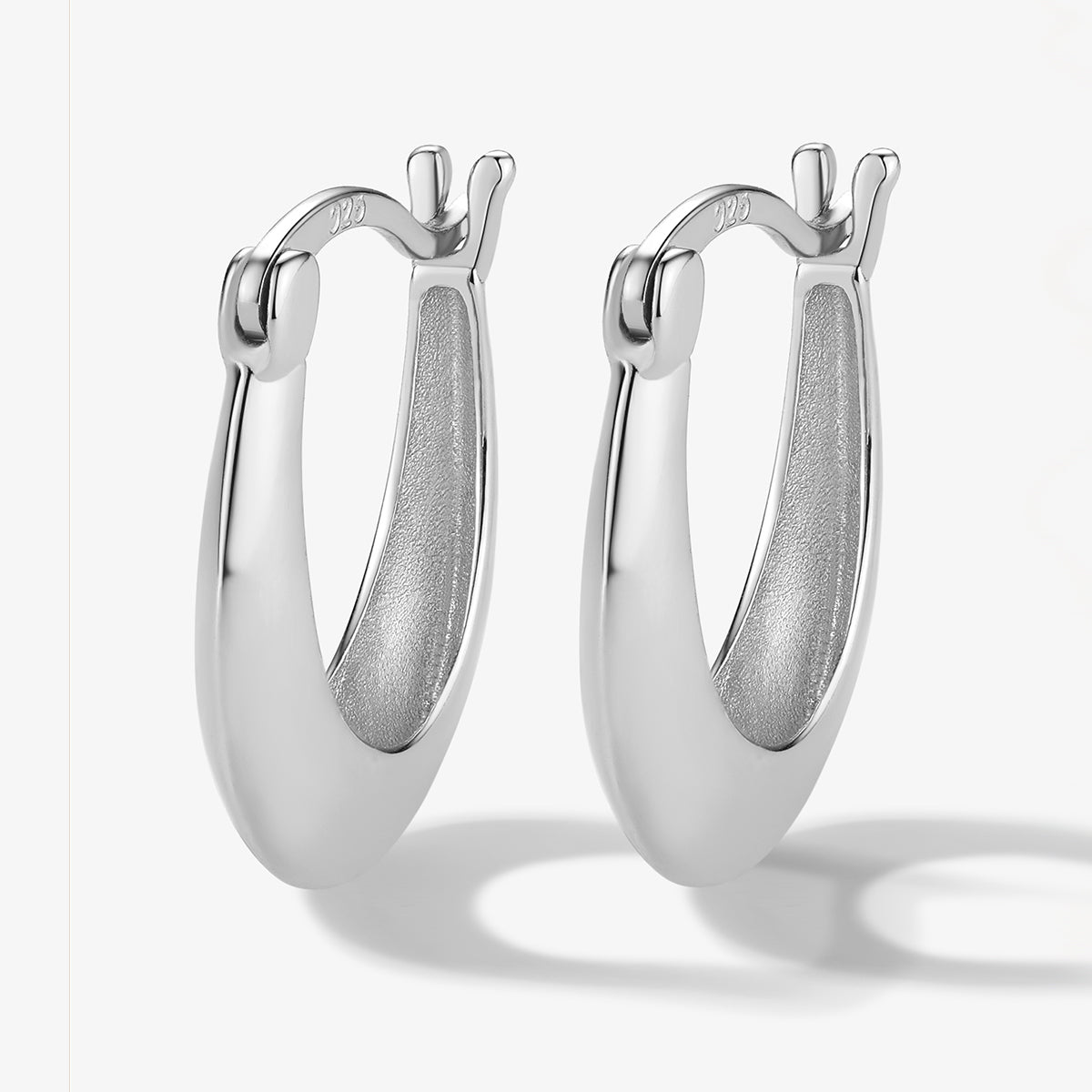 1 Pair Luxurious Simple Style Commute U Shape Plating Sterling Silver 18k Gold Plated White Gold Plated Hoop Earrings