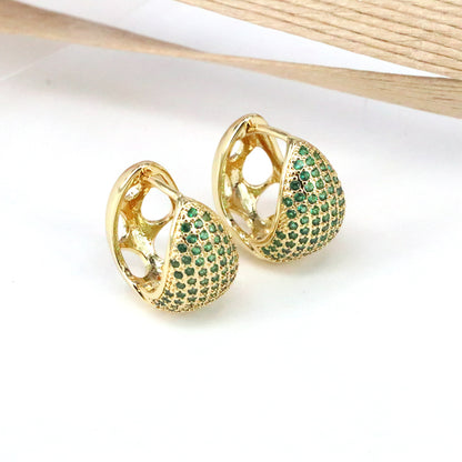 1 Pair Elegant Simple Style C Shape Plating Inlay Copper Zircon 18K Gold Plated Earrings