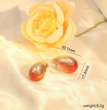 1 Pair Ig Style Water Droplets Gradient Color Pvc Ear Studs