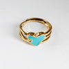 Streetwear Oval Heart Shape Stainless Steel Titanium Steel Enamel Plating 14k Gold Plated Open Rings