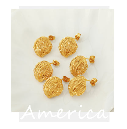 1 Pair Vintage Style Simple Style Lines Irregular Plating Pleated Copper 18k Gold Plated Ear Studs