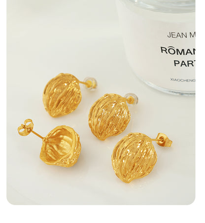 1 Pair Vintage Style Simple Style Lines Irregular Plating Pleated Copper 18k Gold Plated Ear Studs