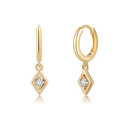 1 Pair Elegant Triangle Devil's Eye Heart Shape Plating Inlay Copper 3a Zircon 14k Gold Plated Drop Earrings