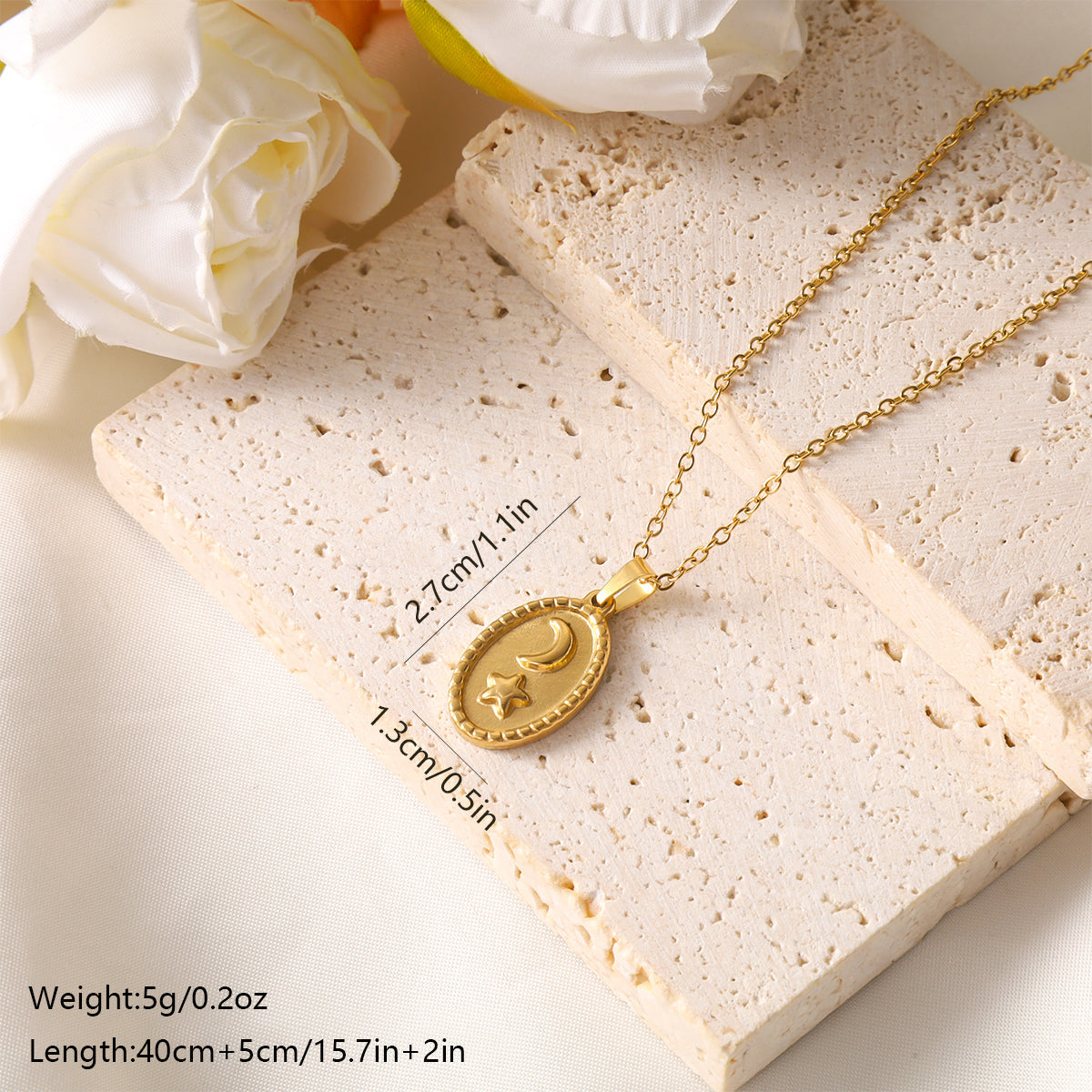 Ig Style Vintage Style Sun Star Moon Stainless Steel Plating 18k Gold Plated Pendant Necklace