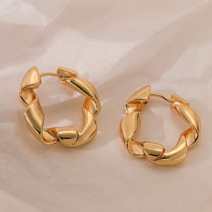 1 Pair Simple Style Commute Solid Color Plating Copper 18k Gold Plated Earrings