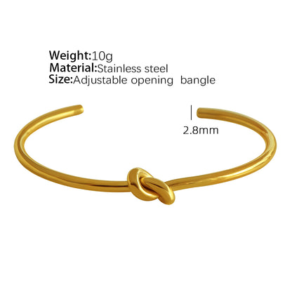 Simple Style Round Knot Titanium Steel Plating 18k Gold Plated Bangle