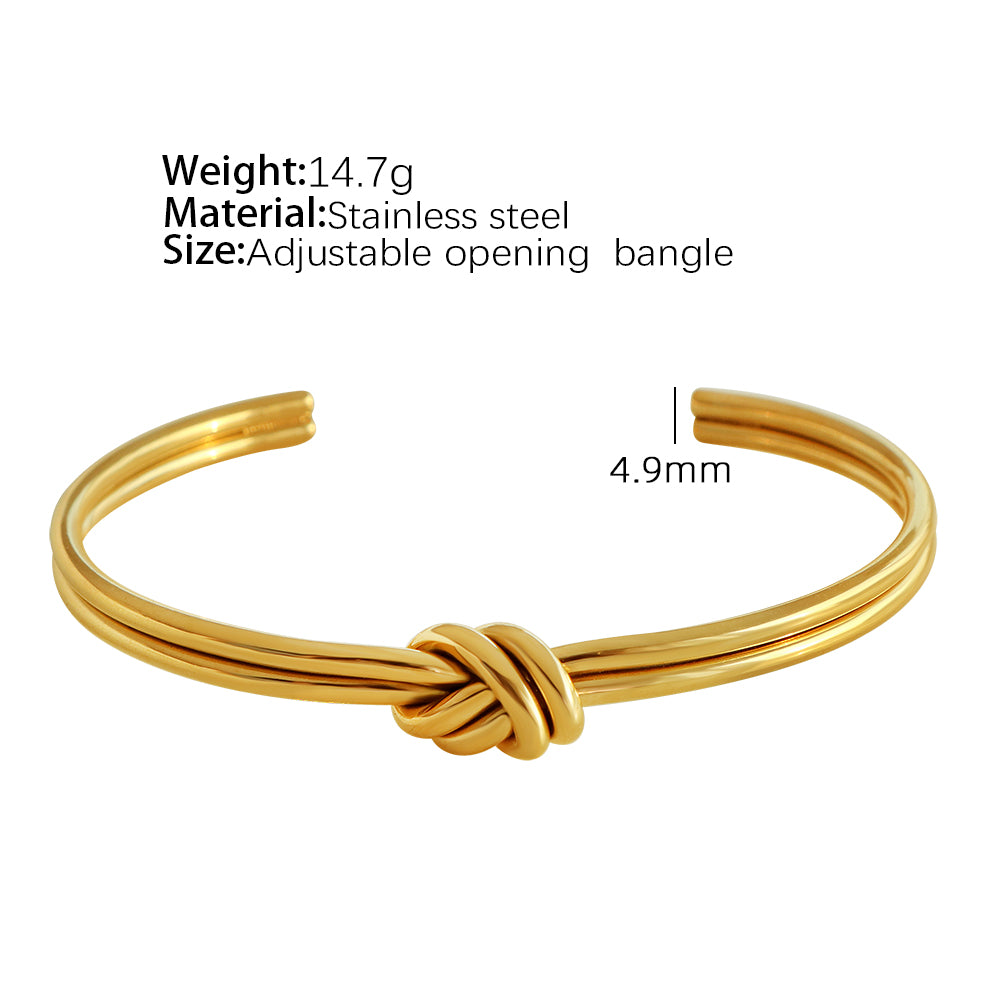 Simple Style Round Knot Titanium Steel Plating 18k Gold Plated Bangle