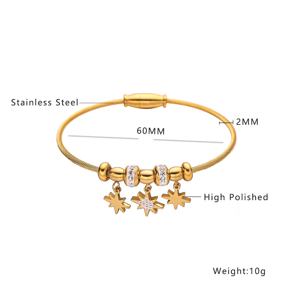 Ig Style Classic Style Geometric Stainless Steel Titanium Steel Plating Inlay Zircon 18k Gold Plated Bangle