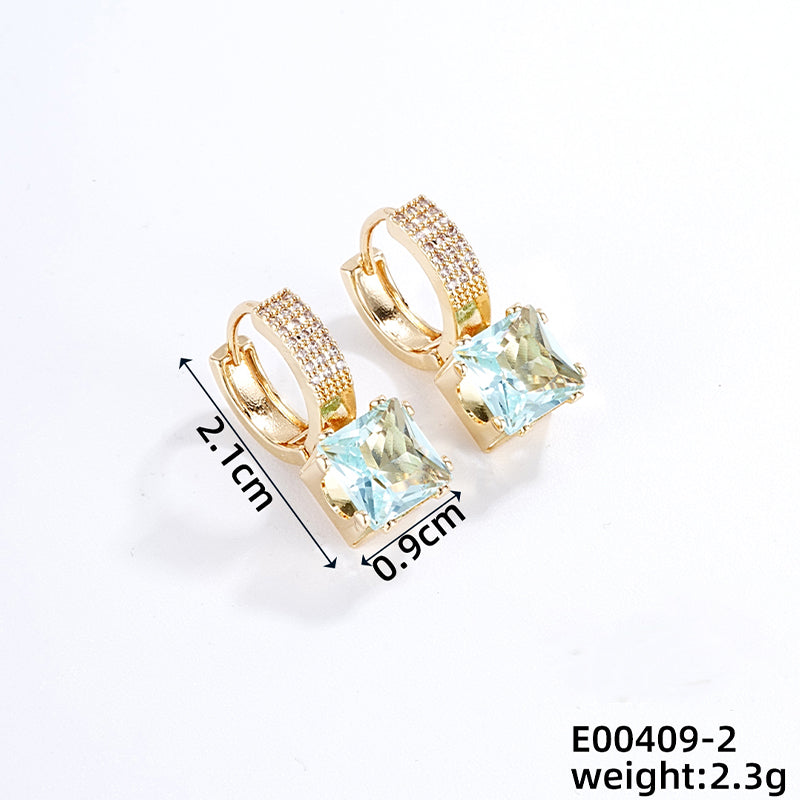 1 Pair Casual Classic Style Geometric Copper Zircon Drop Earrings