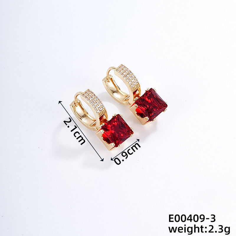 1 Pair Casual Classic Style Geometric Copper Zircon Drop Earrings