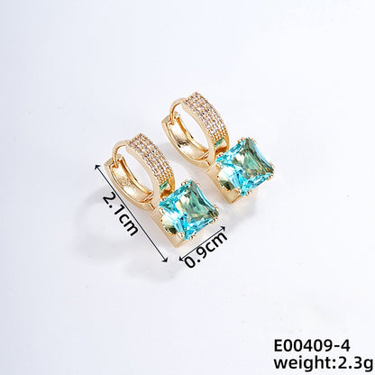 1 Pair Casual Classic Style Geometric Copper Zircon Drop Earrings