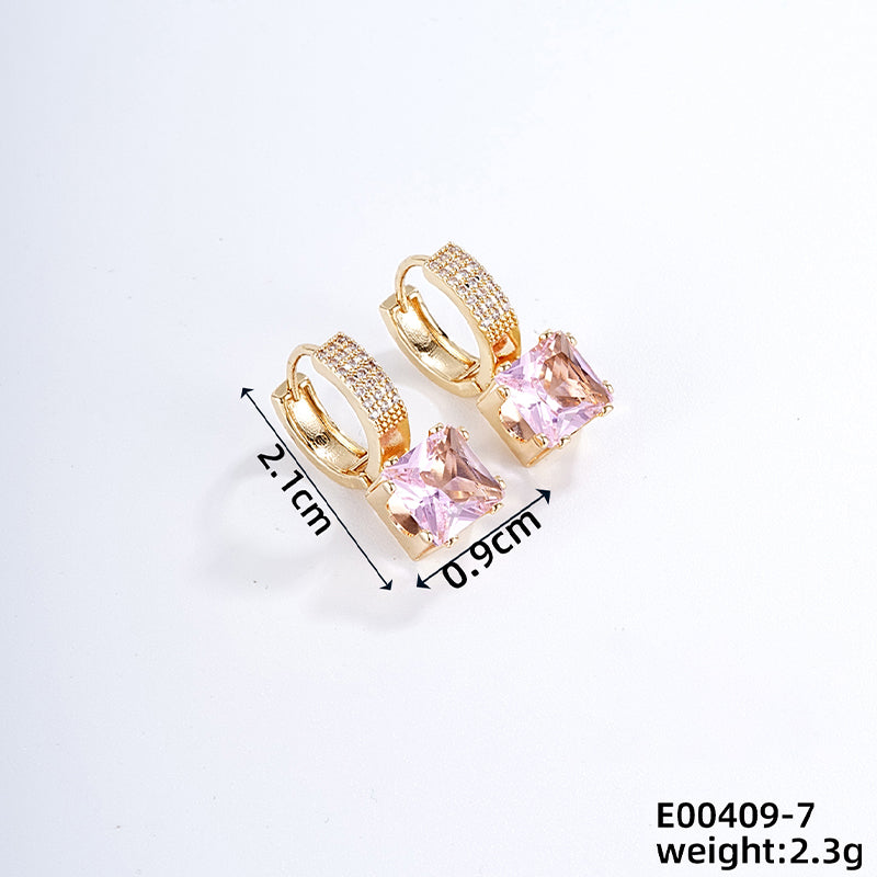 1 Pair Casual Classic Style Geometric Copper Zircon Drop Earrings