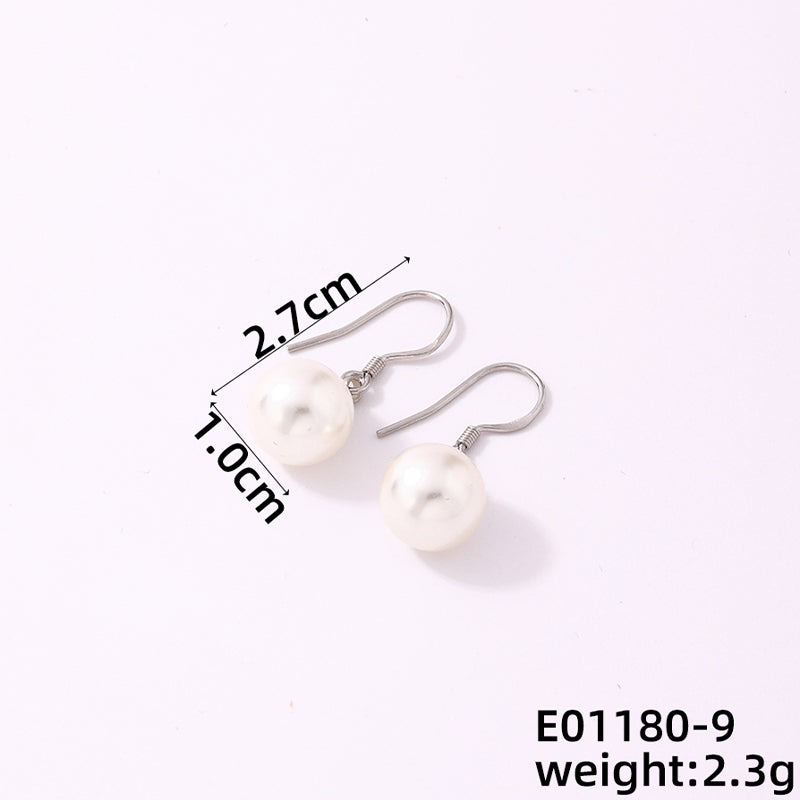 1 Pair Casual Simple Style Geometric Copper Pearl Zircon Silver Plated Drop Earrings Ear Studs