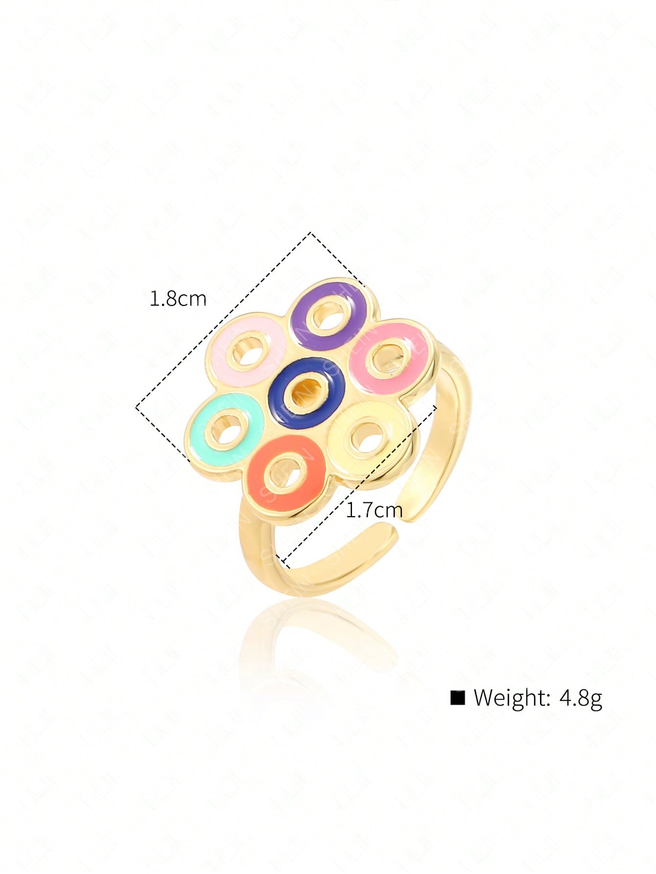 Ig Style Simple Style Round Heart Shape Flower Copper Enamel Plating Inlay Zircon 18k Gold Plated Open Rings