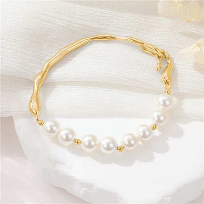 Elegant Geometric Artificial Pearl Copper Plating Bracelets