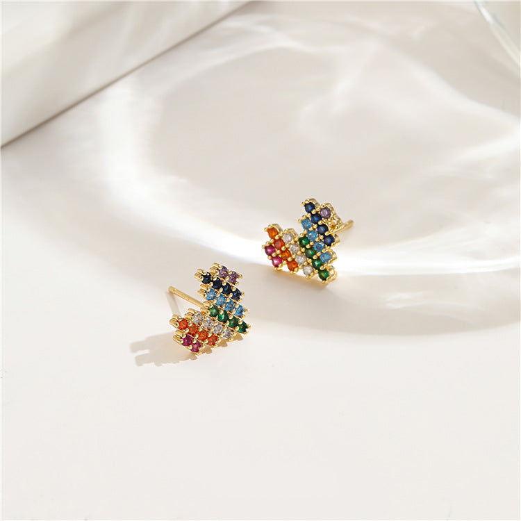 1 Pair Cute Heart Shape Plating Inlay Copper Zircon Ear Studs